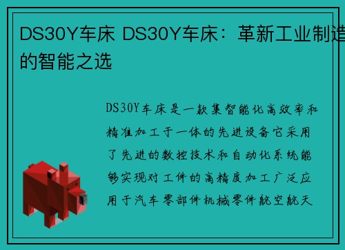 DS30Y车床 DS30Y车床：革新工业制造的智能之选